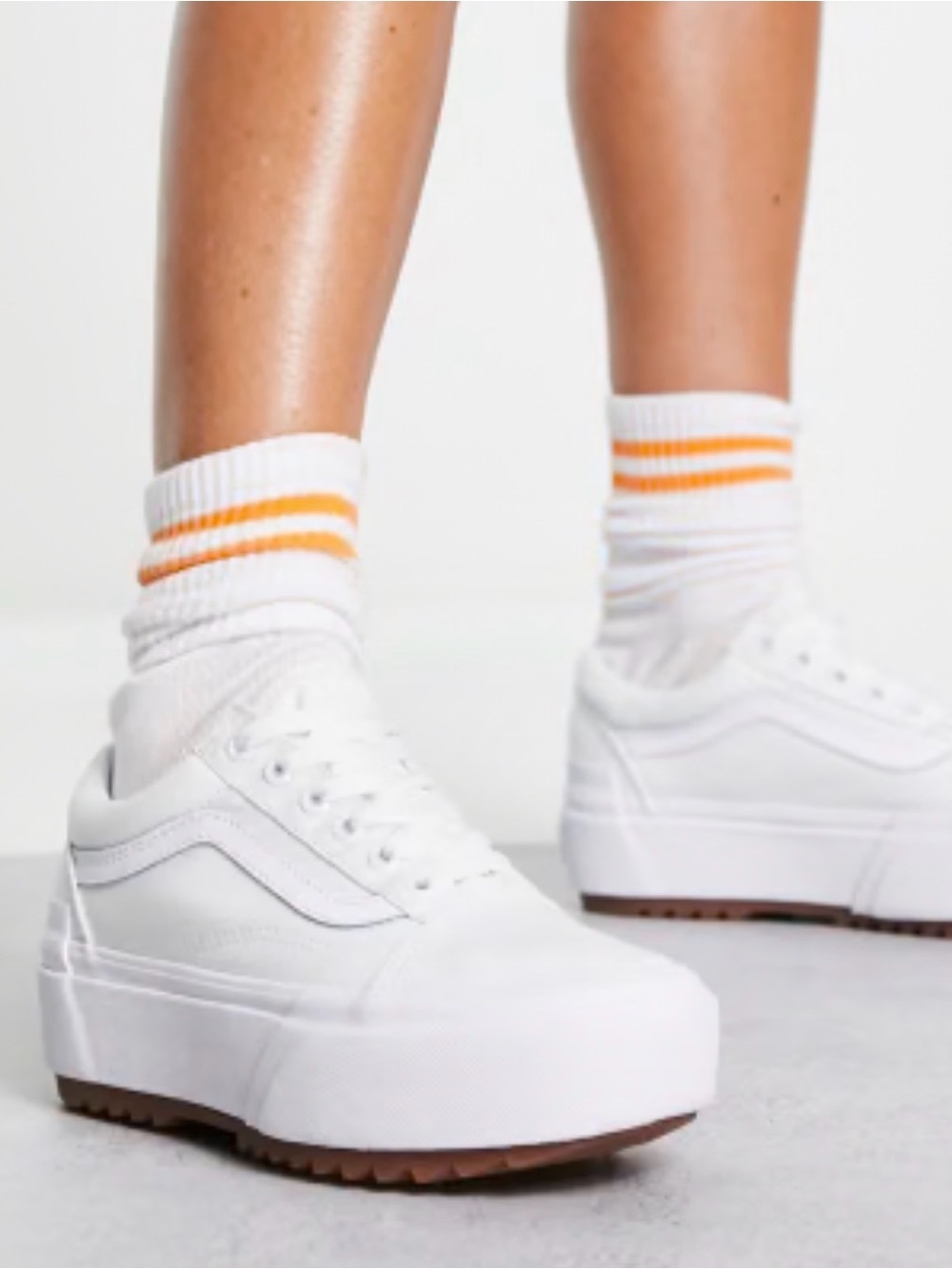 Vans Stacked Platform Old Skool Skate Sneakers True White Sz W10 M8.5 Grunge